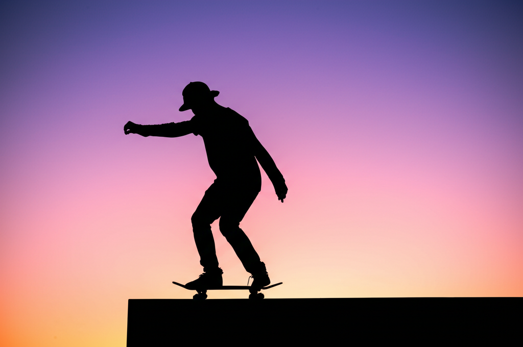 Skater o zachodzie słońca