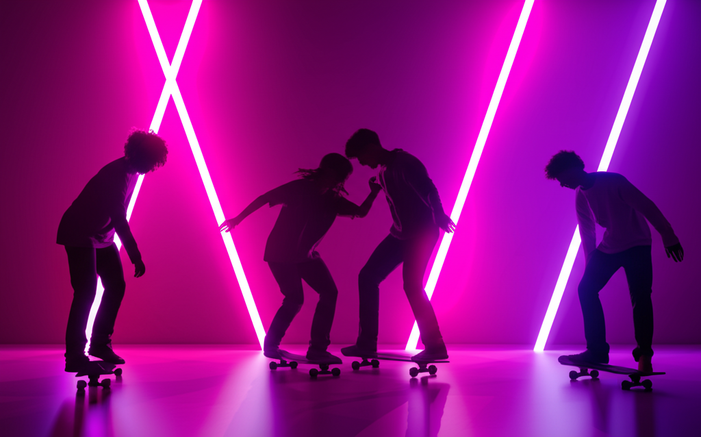 Grupowa lekcja deskorolki